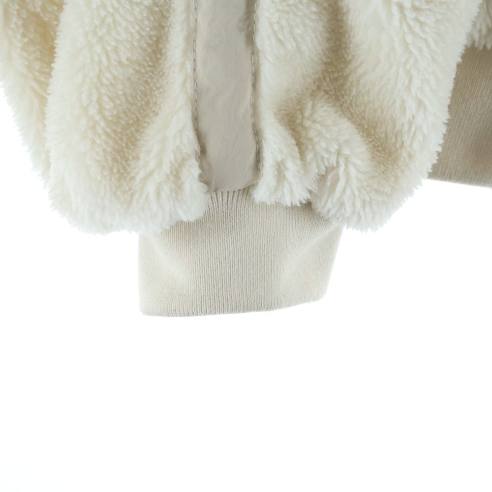 Matin Kim(マーティンキム) Teddy Fleece Jumper ロゴ刺繍 テディー フリース ジャンパー ジャケット アイボリー レディース