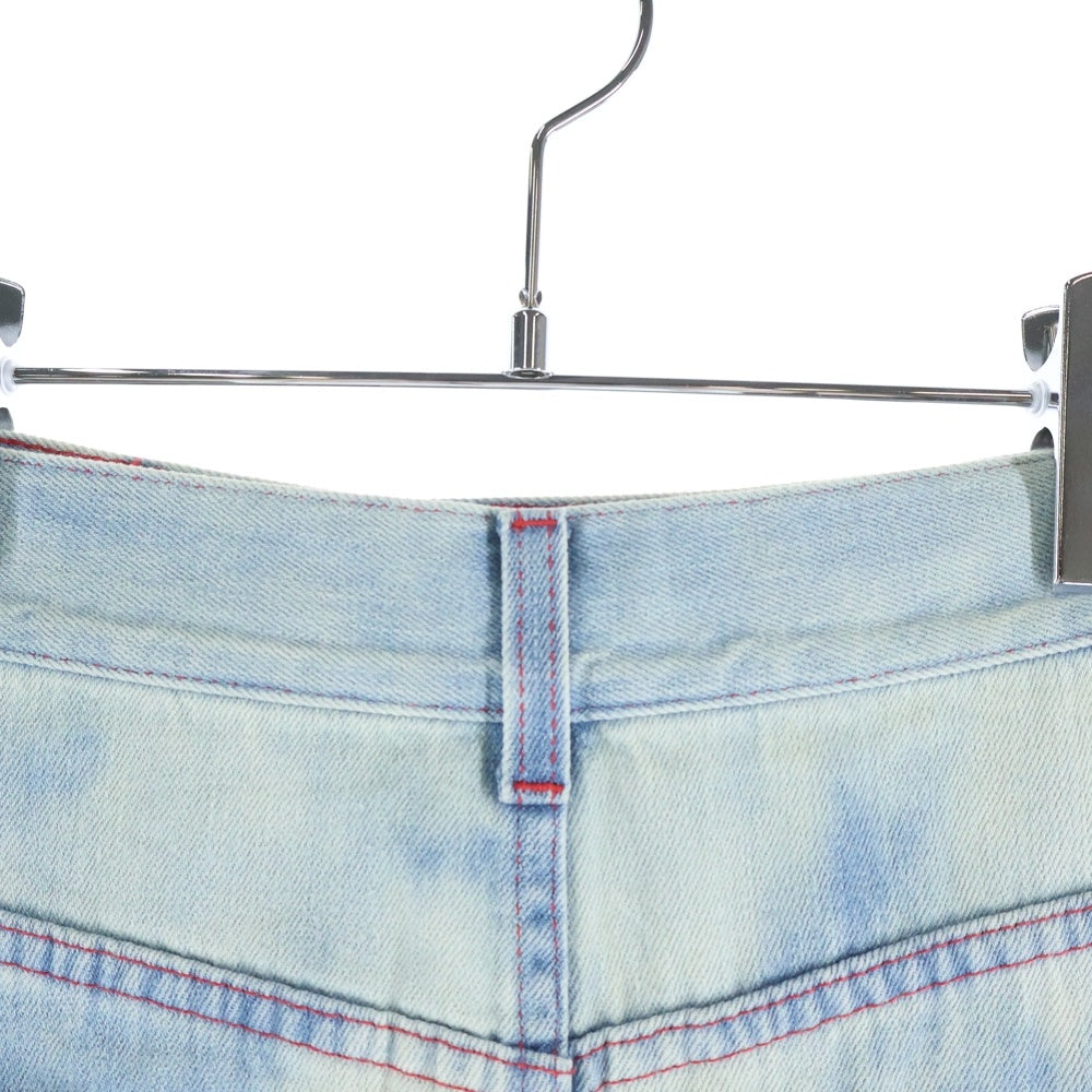 GUCCI(グッチ) Flower Embroidered Studded Denim Skirt フラワー刺繍 スタッズ デニムスカート インディゴ レディース