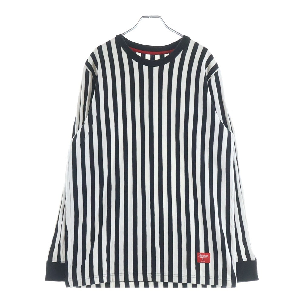 SUPREME(シュプリーム) 13AW Vertical Stripe Top バーティカル ストライプ クルーネック ロングスリーブ 長袖Tシャツ カットソー ブラック/ホワイト