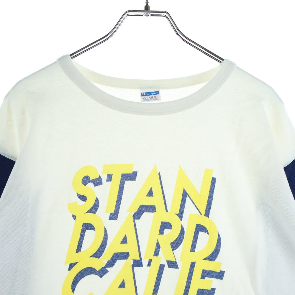 STANDARD CALIFORNIA(スタンダード カリフォルニア) × STANDARD CALIF TEE チャンピオン ラグランスリーブ 七分丈Tシャツ カットソー ホワイト/ネイビー C8-M403