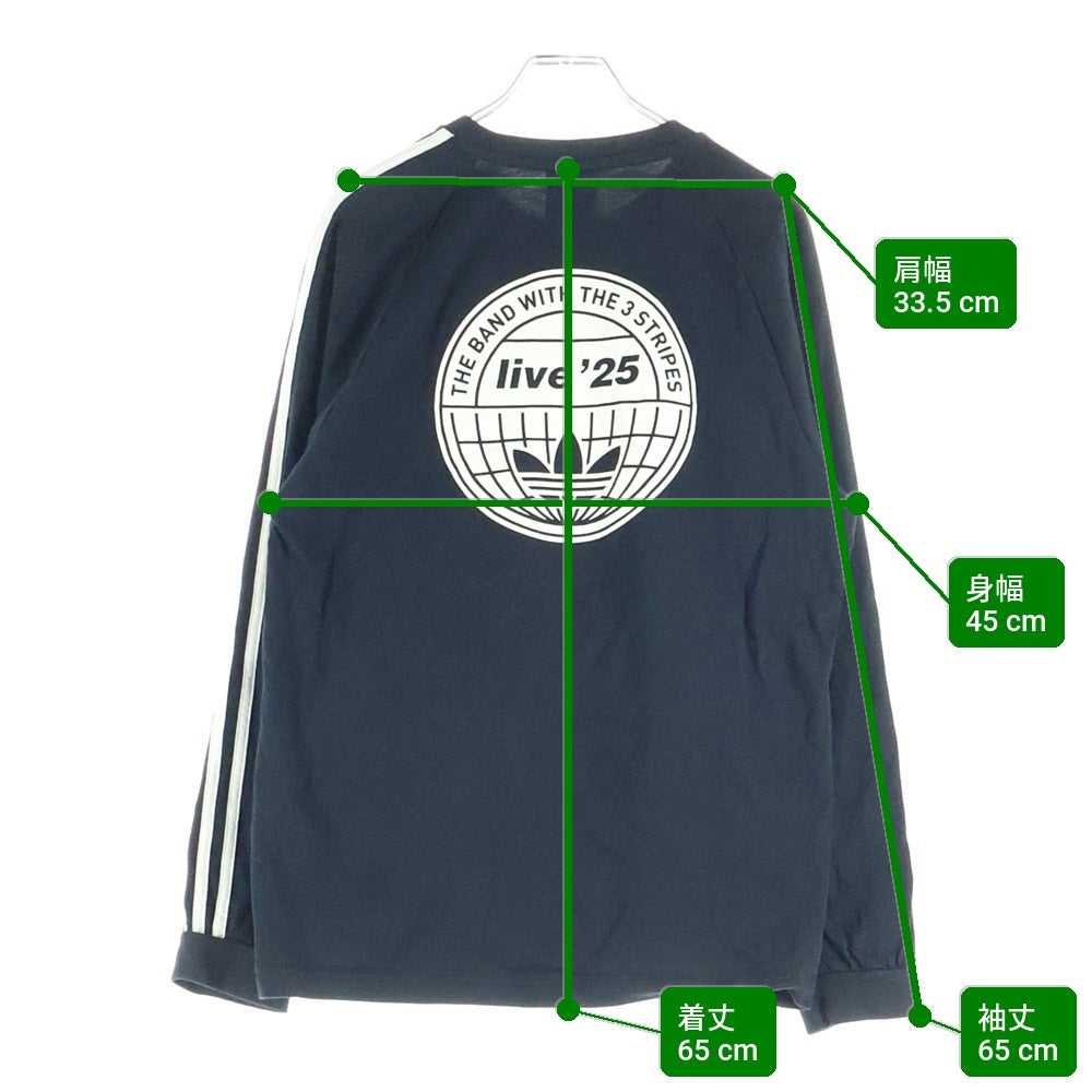 adidas(アディダス) × OASIS TOUR live'25 3-STRIPE L/S TEE オアシス ツアー スリーストライプ ロングスリーブ 長袖Tシャツ カットソー ブラック KT3428