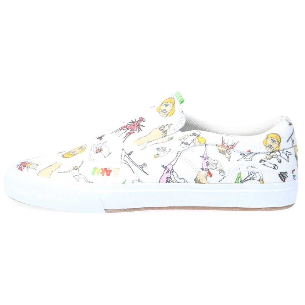 LAKAI(ラカイ) 2018 × POROUS WALKER OWEN VLK SHOES CANVAS ポーラスウォーカー キャンバス 総柄 スリッポン ローカットスニーカー ホワイト US9.5/27.5cm