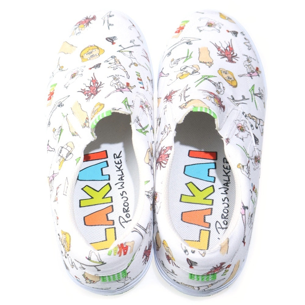 LAKAI(ラカイ) 2018 × POROUS WALKER OWEN VLK SHOES CANVAS ポーラスウォーカー キャンバス 総柄 スリッポン ローカットスニーカー ホワイト US9.5/27.5cm