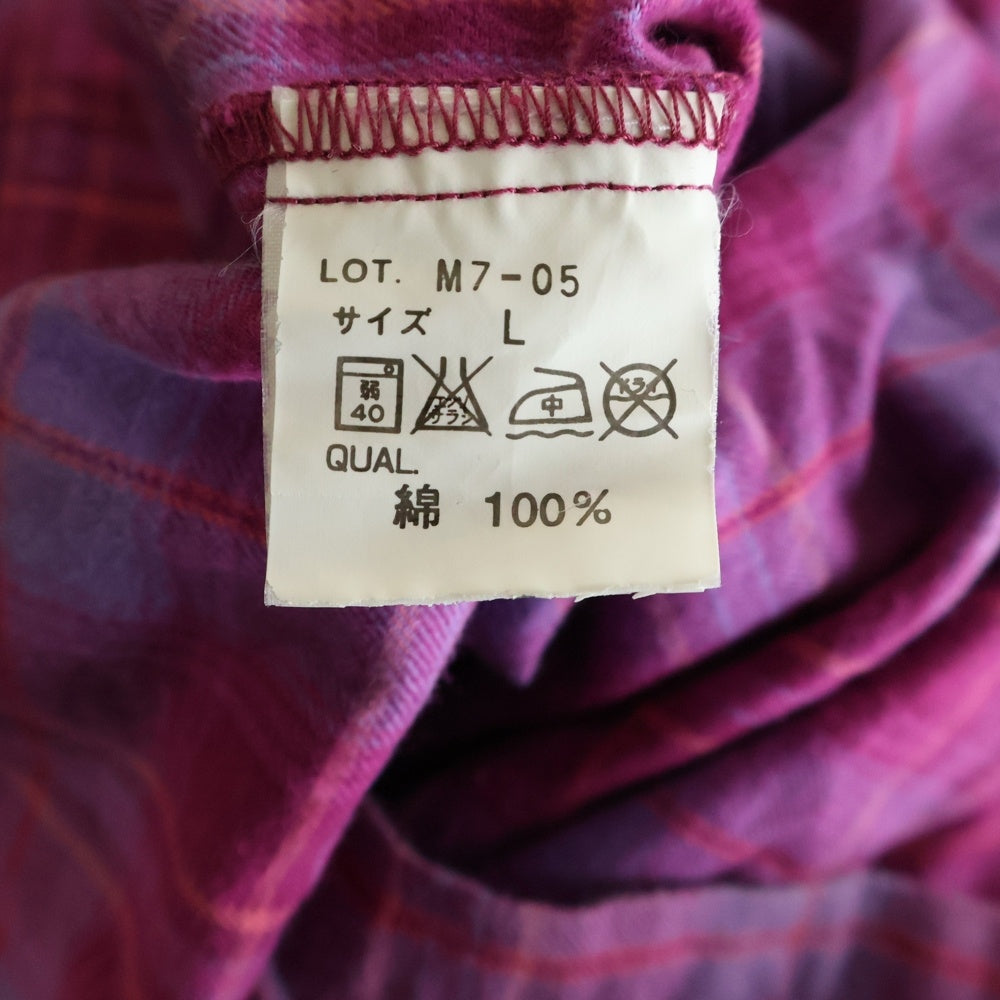 MWOBHM(エムダブリューオービーエイチエム) オンブレチェック 長袖シャツ ピンク/パープル M7-05