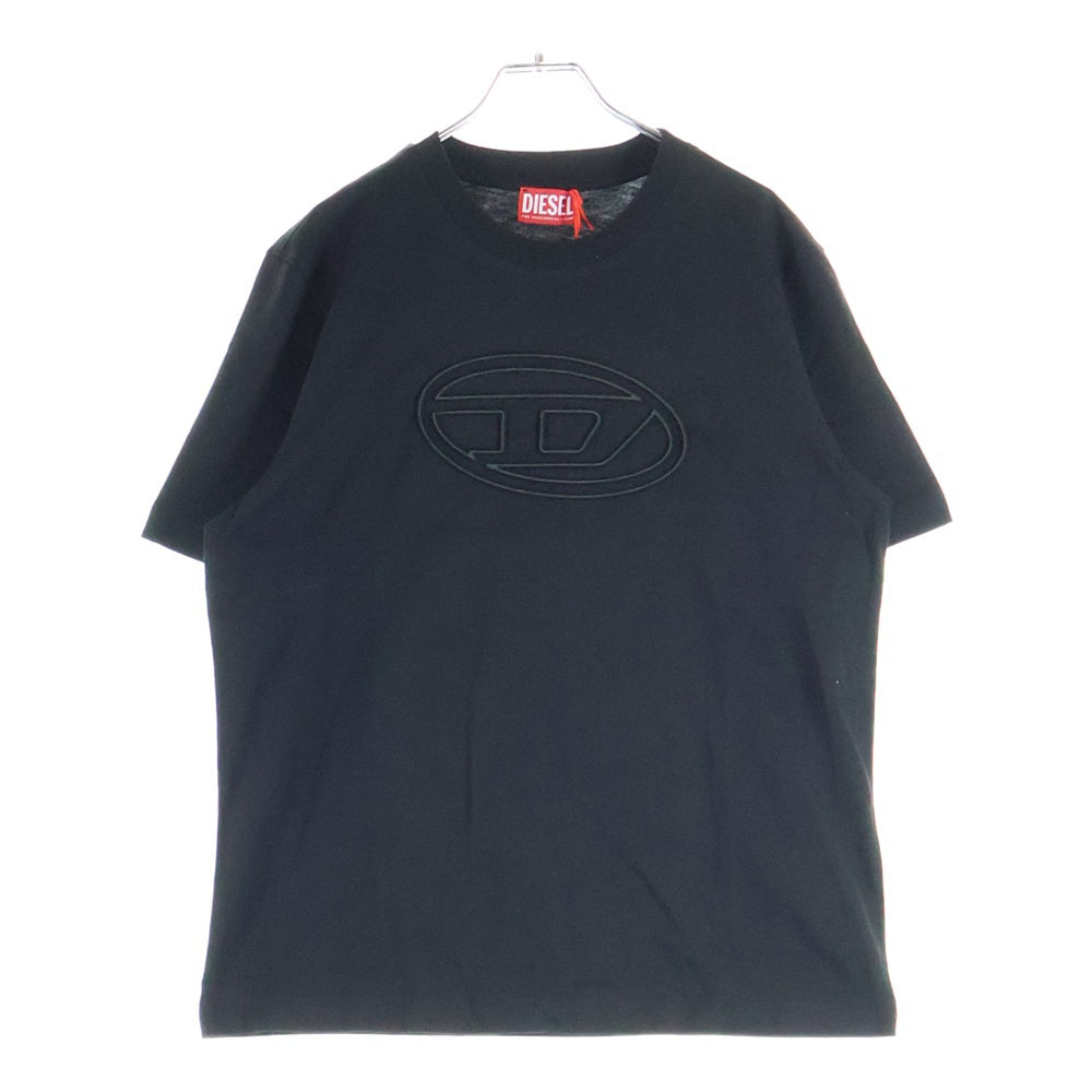 DIESEL(ディーゼル) T-ADJUST-BIGOVAL ロゴ コットンジャージー レギュラーフィット クルーネック半袖Tシャツ カットソー ブラック A17402