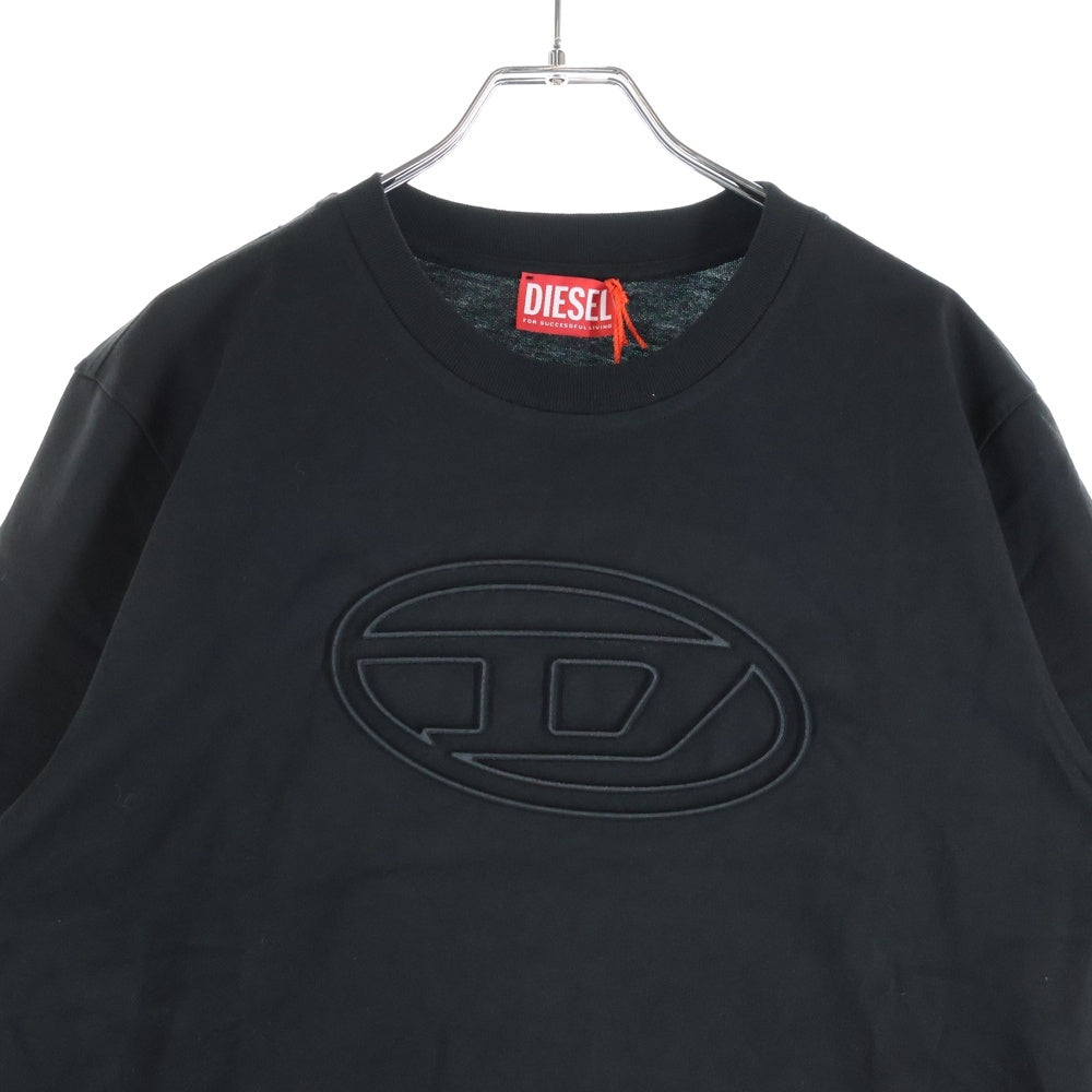DIESEL(ディーゼル) T-ADJUST-BIGOVAL ロゴ コットンジャージー レギュラーフィット クルーネック半袖Tシャツ カットソー ブラック A17402