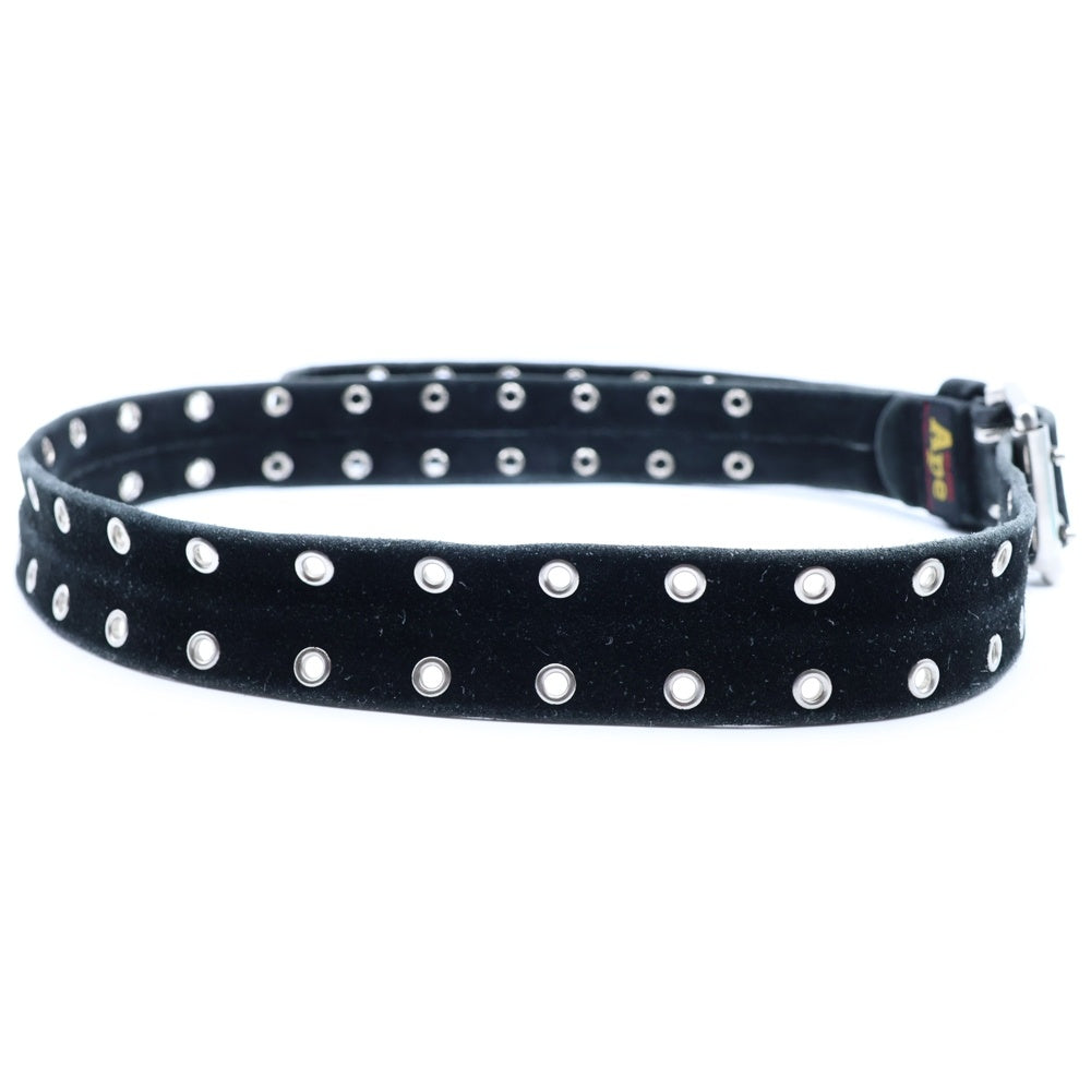 A BATHING APE(アベイシングエイプ) 90s スエード ダブルアイレット ベルト ブラック