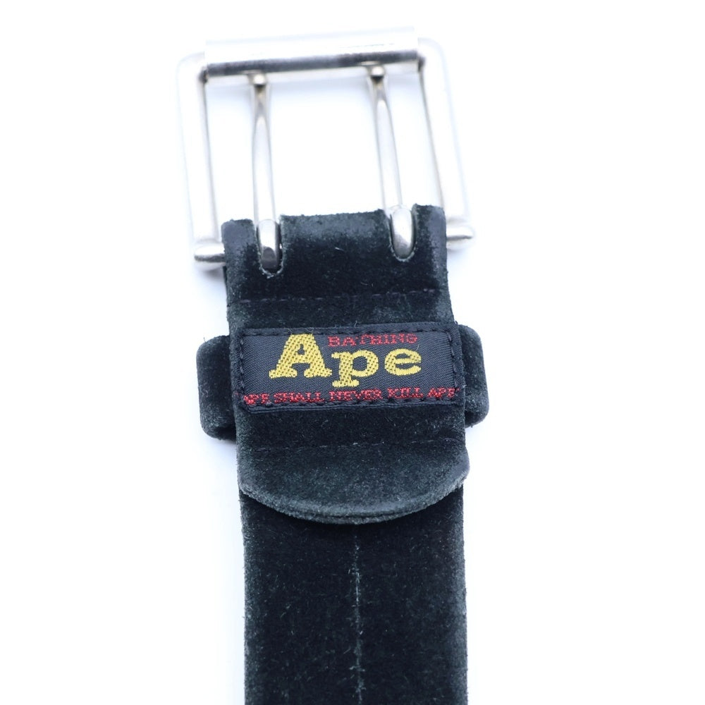 A BATHING APE(アベイシングエイプ) 90s スエード ダブルアイレット ベルト ブラック