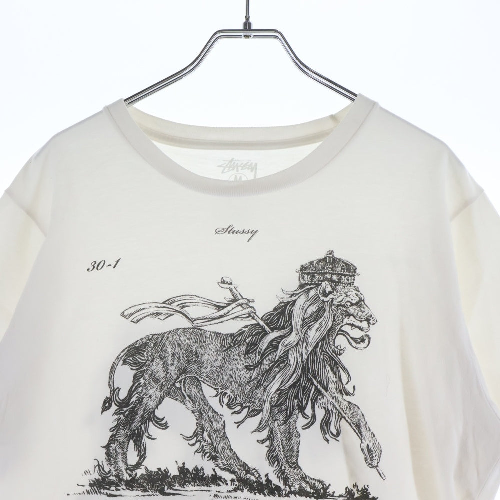 STUSSY(ステューシー) 00s ×NEXUS7 ネクサスセブン 30周年 ライオンプリント クルーネック半袖Tシャツ カットソー ホワイト