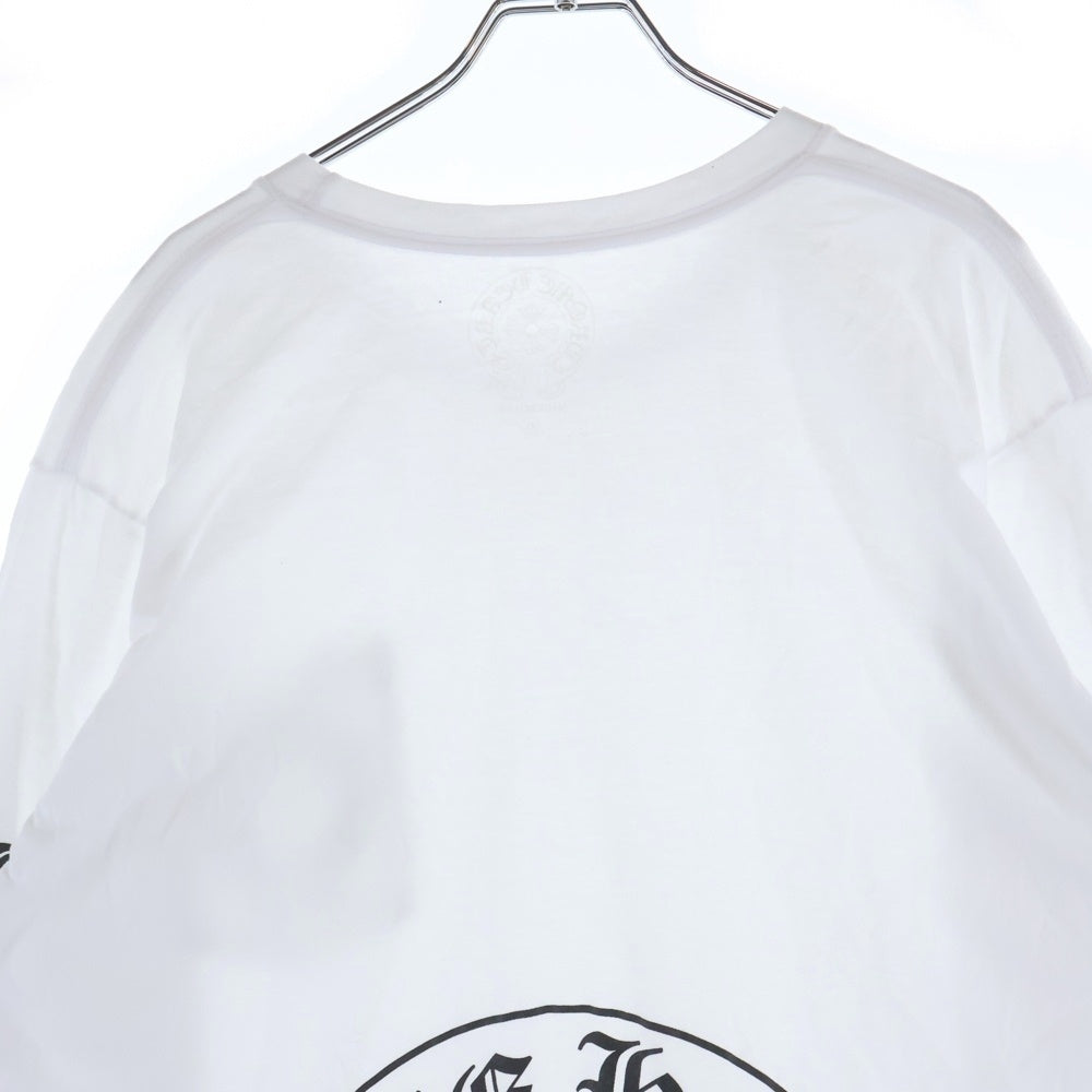 CHROME HEARTS(クロムハーツ) FLRL CRS HORSESHOE L/S バックホースシュー 袖フローラル ロングスリーブ 長袖Tシャツ カットソー ホワイト