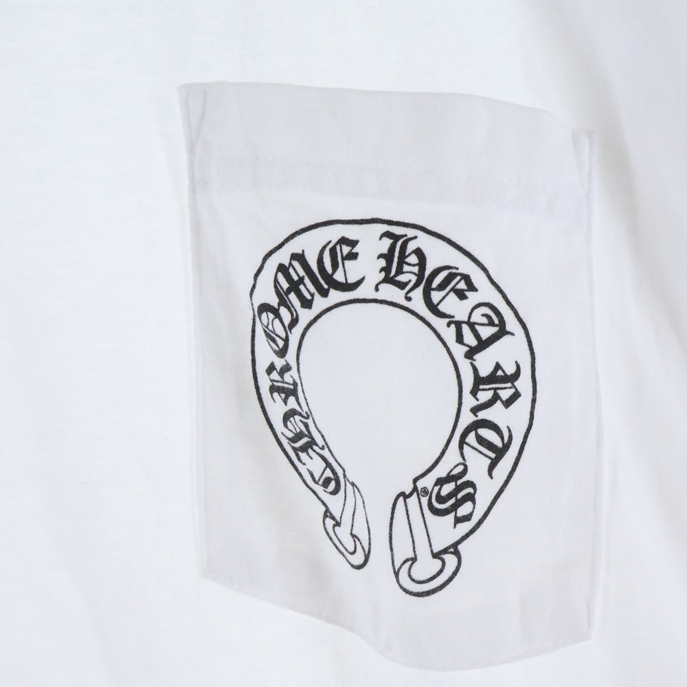 CHROME HEARTS(クロムハーツ) FLRL CRS HORSESHOE L/S バックホースシュー 袖フローラル ロングスリーブ 長袖Tシャツ カットソー ホワイト