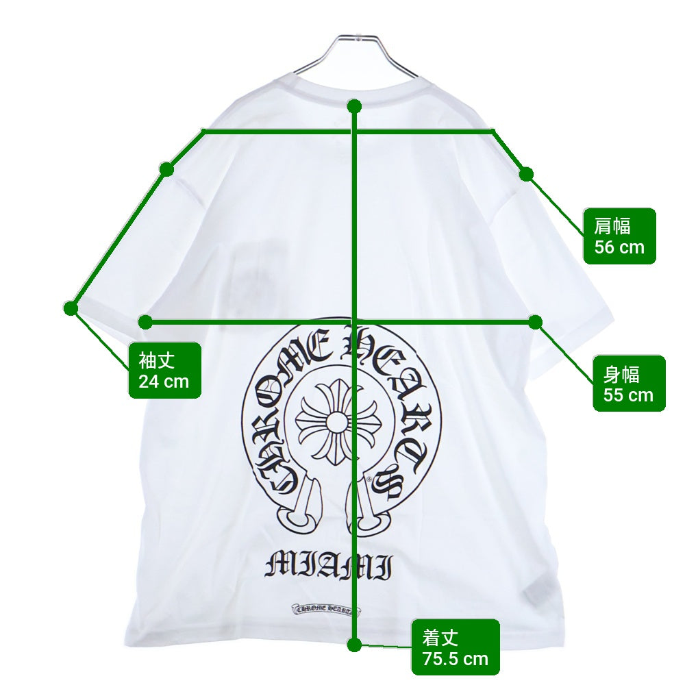 CHROME HEARTS(クロムハーツ) Miami Horseshoe S/S Tee マイアミ限定 バック ホースシュー クルーネック半袖Tシャツカットソー ホワイト