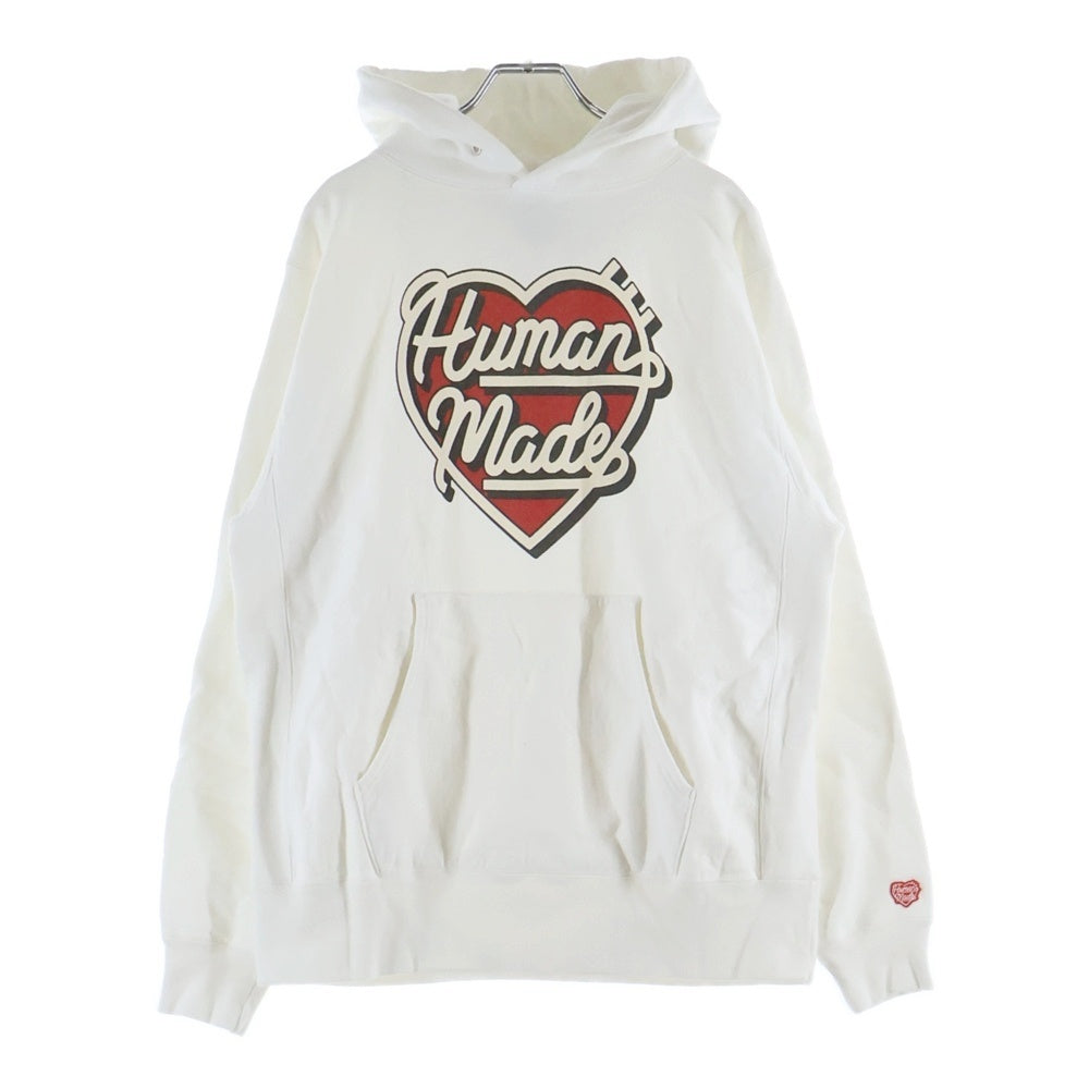 HUMAN MADE(ヒューマンメイド) HEAVY WEIGHT HOODIE フロントロゴプリント ヘビーウェイト プルオーバーパーカー フーディー ホワイト HM28CS046