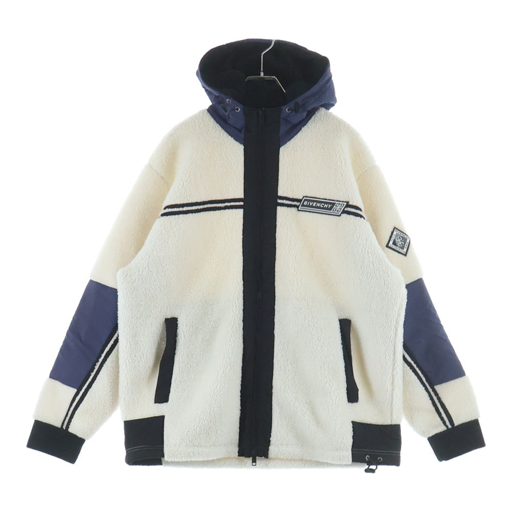 GIVENCHY(ジバンシィ) Shearling Zipped Jacket ロゴラバー シアリングジップジャケット フーディー ホワイト BM006A308X