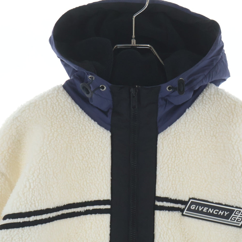 GIVENCHY(ジバンシィ) Shearling Zipped Jacket ロゴラバー シアリングジップジャケット フーディー ホワイト BM006A308X