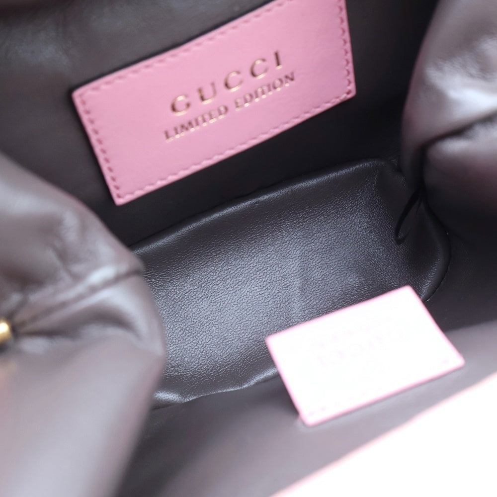 GUCCI(グッチ) バンブー クロコダイル レザー ミニバケット 2WAY トップハンドルバッグ チェーンショルダーバッグ ピンク 616436 レディース