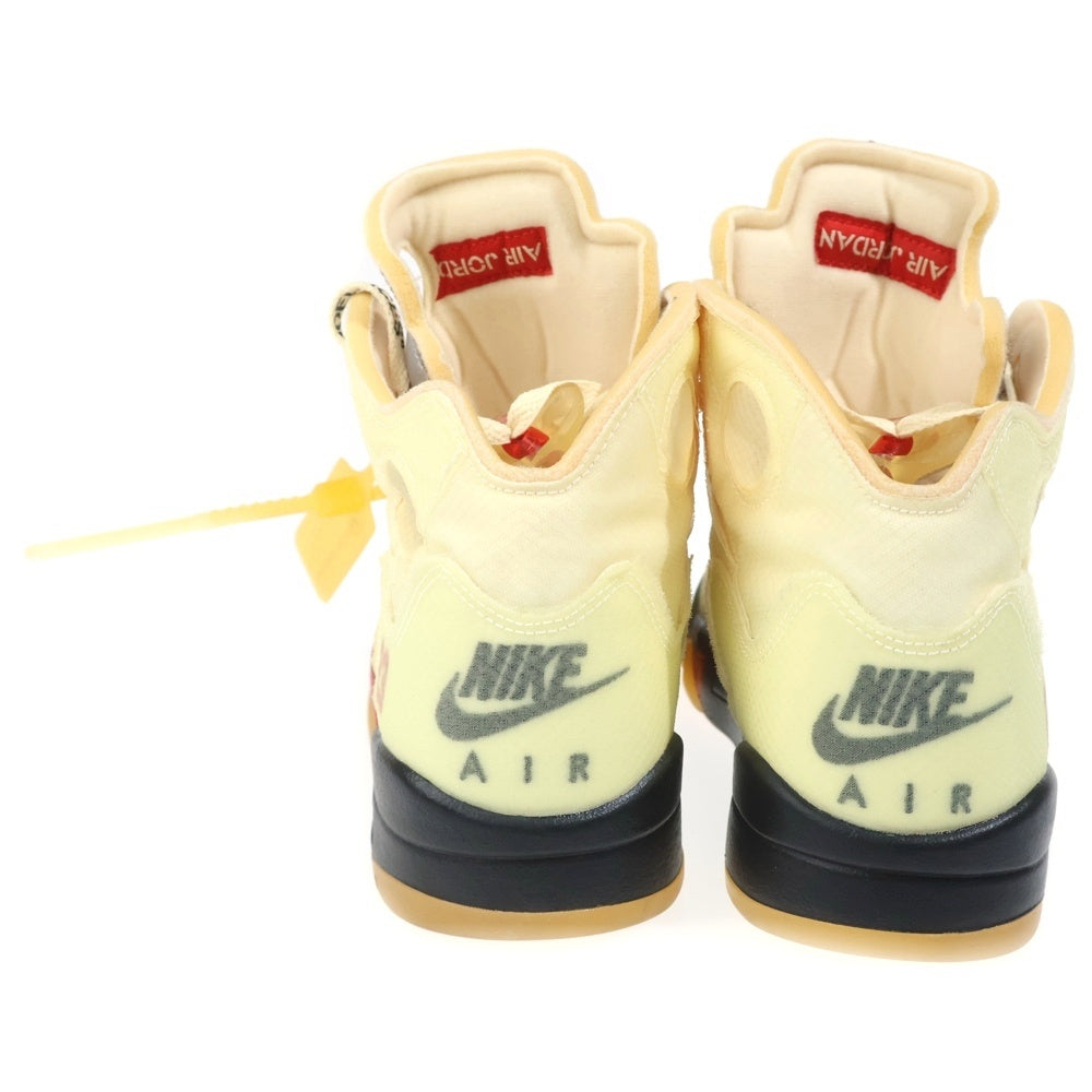 NIKE(ナイキ) ×OFF WHITE AIR JORDAN5 SAIL オフホワイト エアジョーダン5 セイル ハイカットスニーカー ホワイト/イエロー US10.5/28.5cm DH8565-100