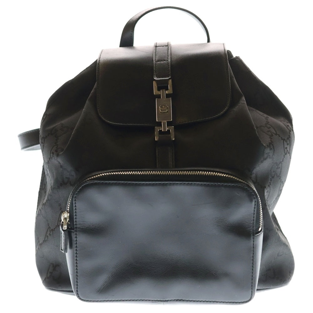 GUCCI(グッチ) GGロゴ総柄 ジャッキー ナイロン レザー リュックサック ブラック 003ー0246 レディース