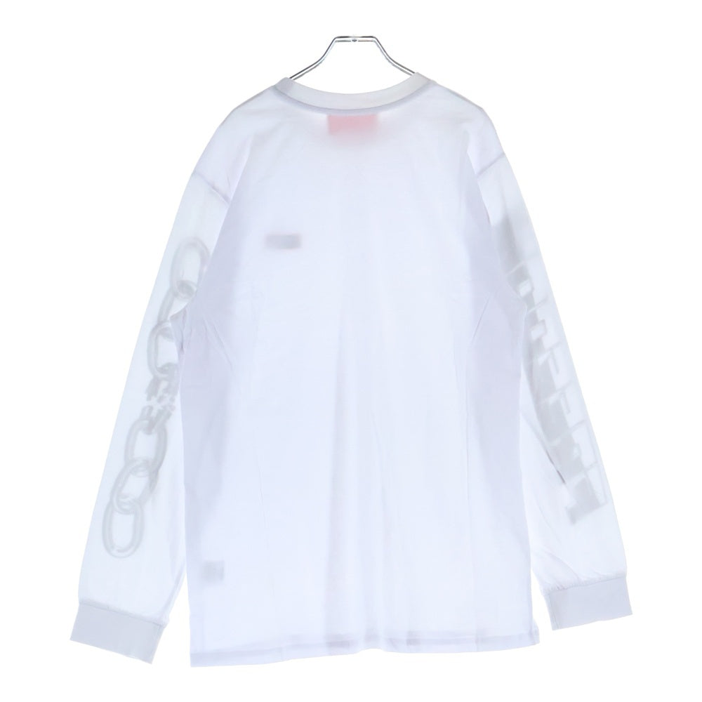 032c(ゼロスリーツーシー ) FREEDOM L/S TEE ラバーロゴ アームグラフィック クルーネック ロングスリーブ 長袖Tシャツ カットソー ホワイト