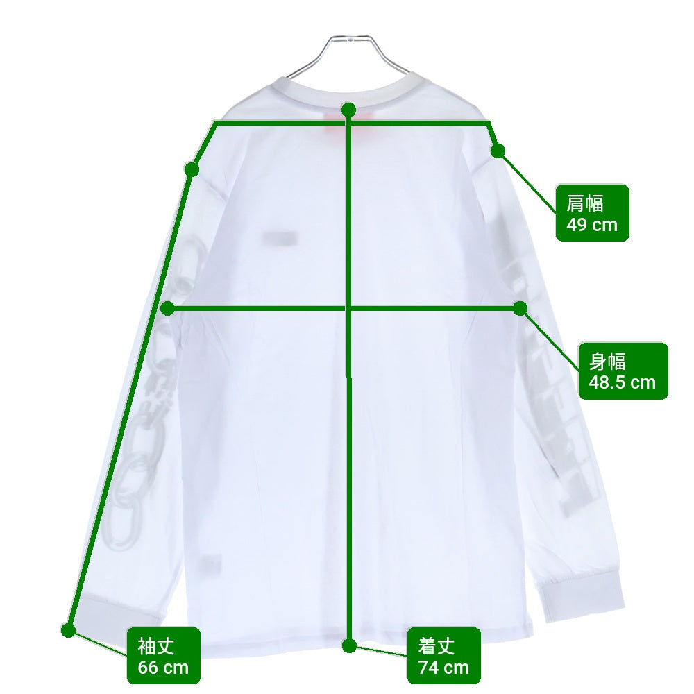 032c(ゼロスリーツーシー ) FREEDOM L/S TEE ラバーロゴ アームグラフィック クルーネック ロングスリーブ 長袖Tシャツ カットソー ホワイト