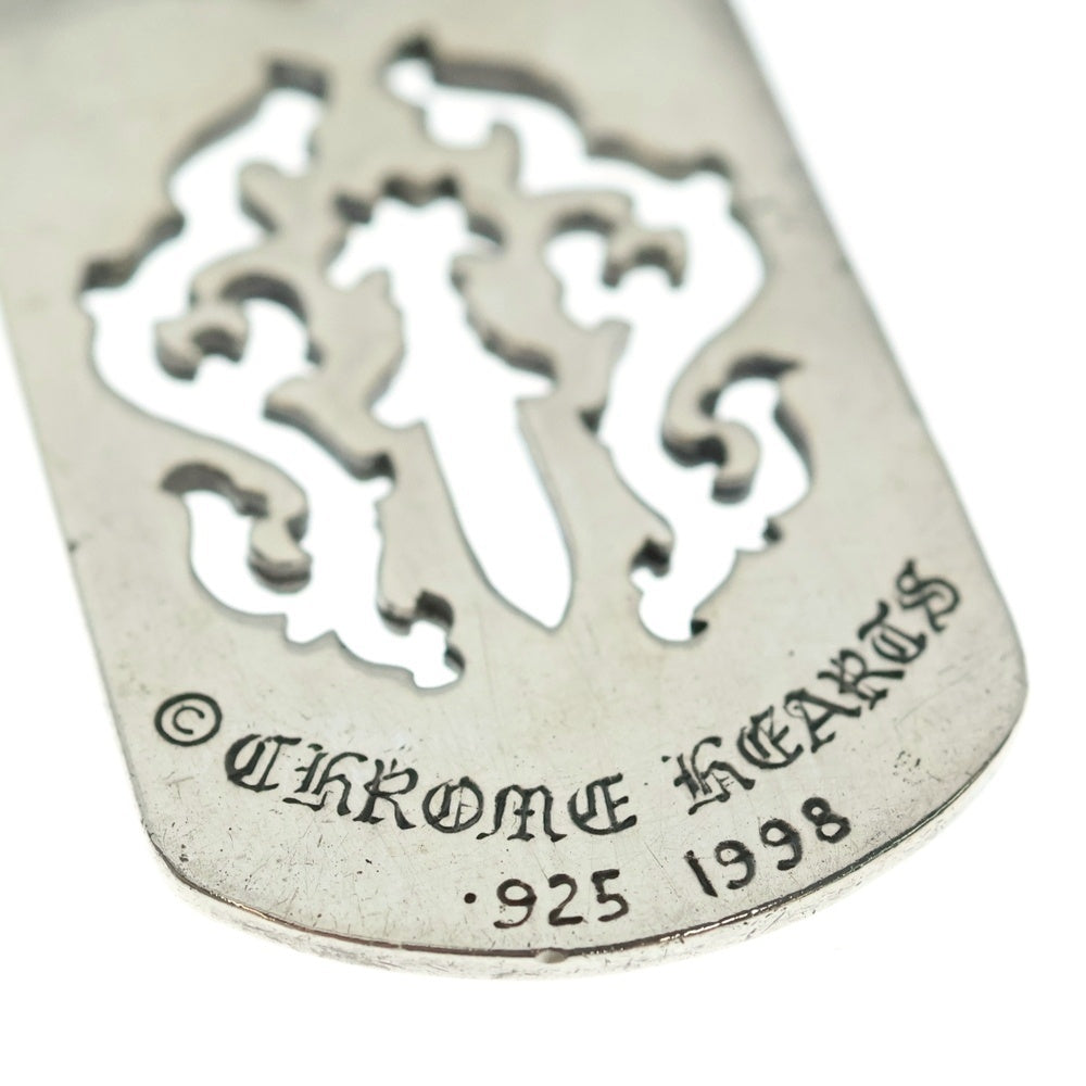 CHROME HEARTS(クロムハーツ) D TAG LRG DAGGER OLD ヴァインダガーカットアウトドッグタグ ラージ ペンダントトップ シルバー BCA240