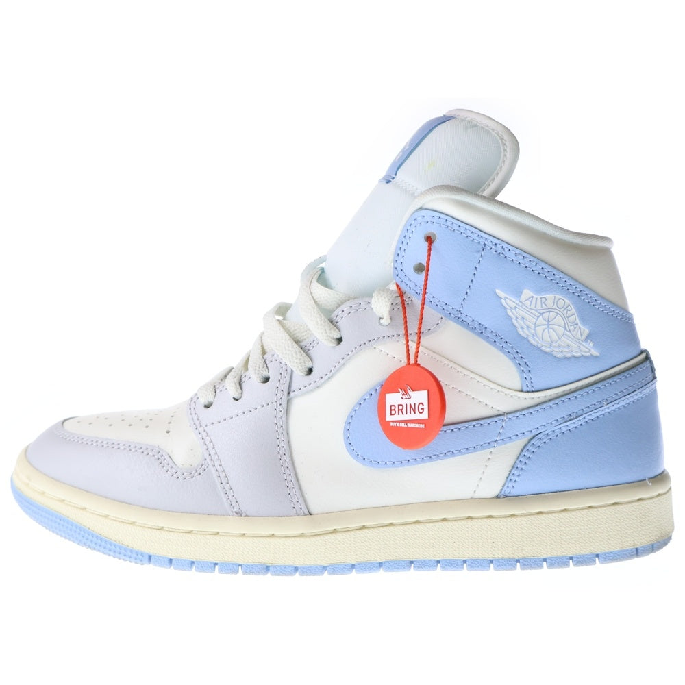 NIKE(ナイキ) WMNS Air Jordan 1 ウィメンズ エアジョーダン1 ミッド サイキックブルー セイル ミッドカットスニーカー ライトブルー US9/26cm BQ6472-402