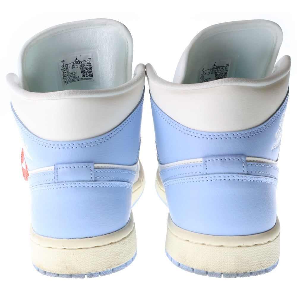 NIKE(ナイキ) WMNS Air Jordan 1 ウィメンズ エアジョーダン1 ミッド サイキックブルー セイル ミッドカットスニーカー ライトブルー US9/26cm BQ6472-402