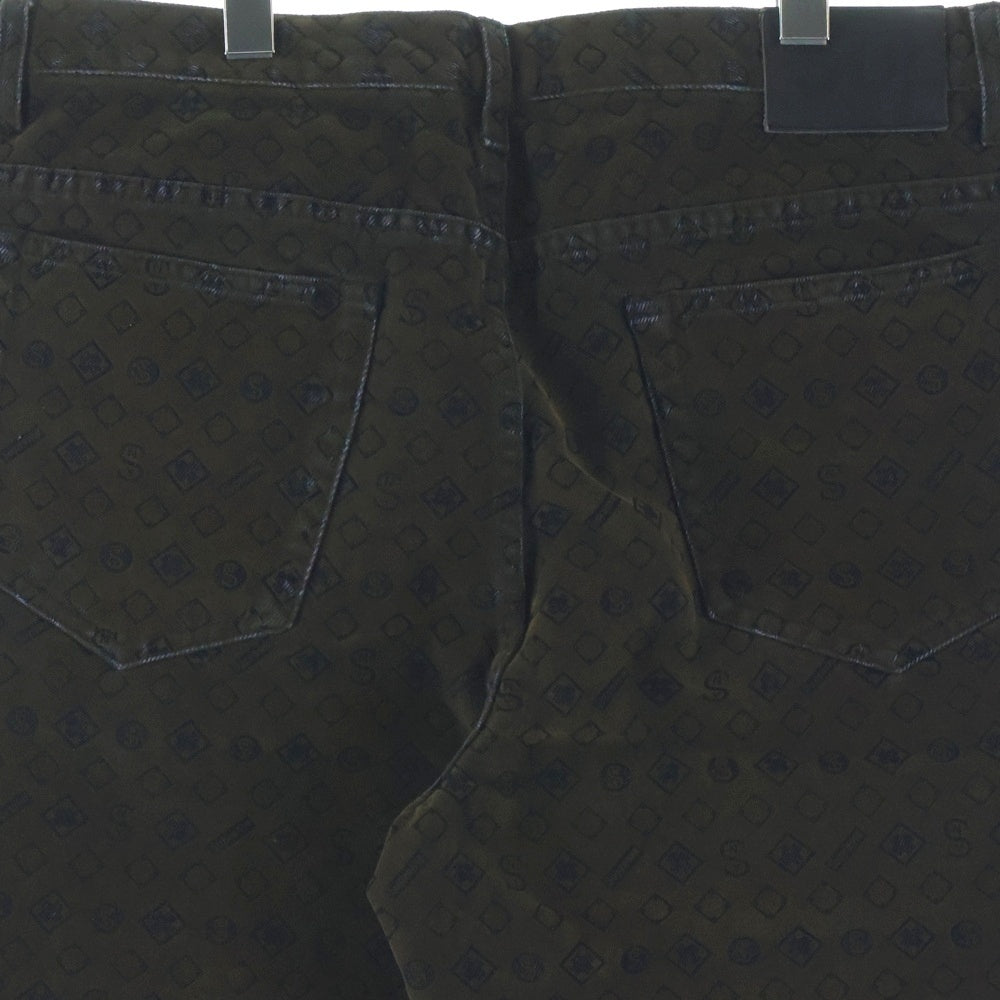 SUPREME(シュプリーム) 24AW Flocked Loose Fit Jean モノグラム 総柄 フロックドルーズフィットジーン ボタンフライ ワイドパンツ ブラウン