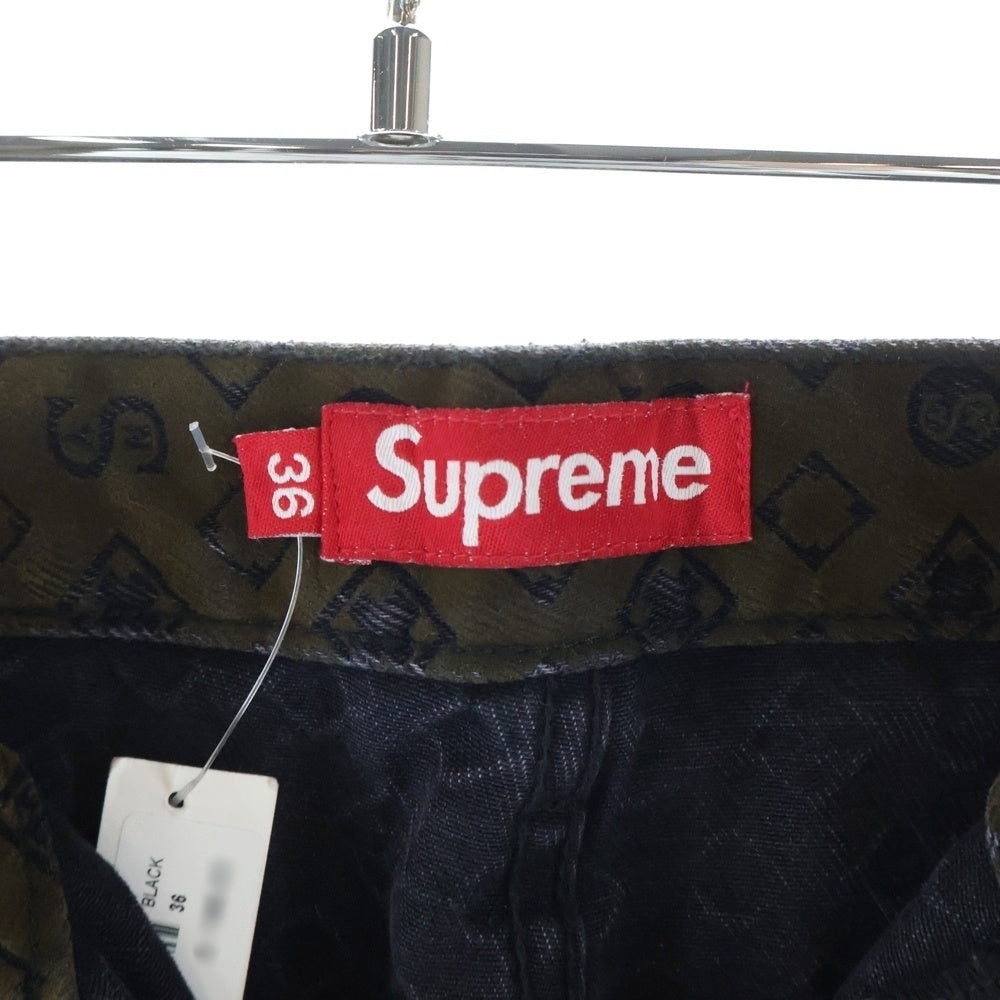 SUPREME(シュプリーム) 24AW Flocked Loose Fit Jean モノグラム 総柄 フロックドルーズフィットジーン ボタンフライ ワイドパンツ ブラウン