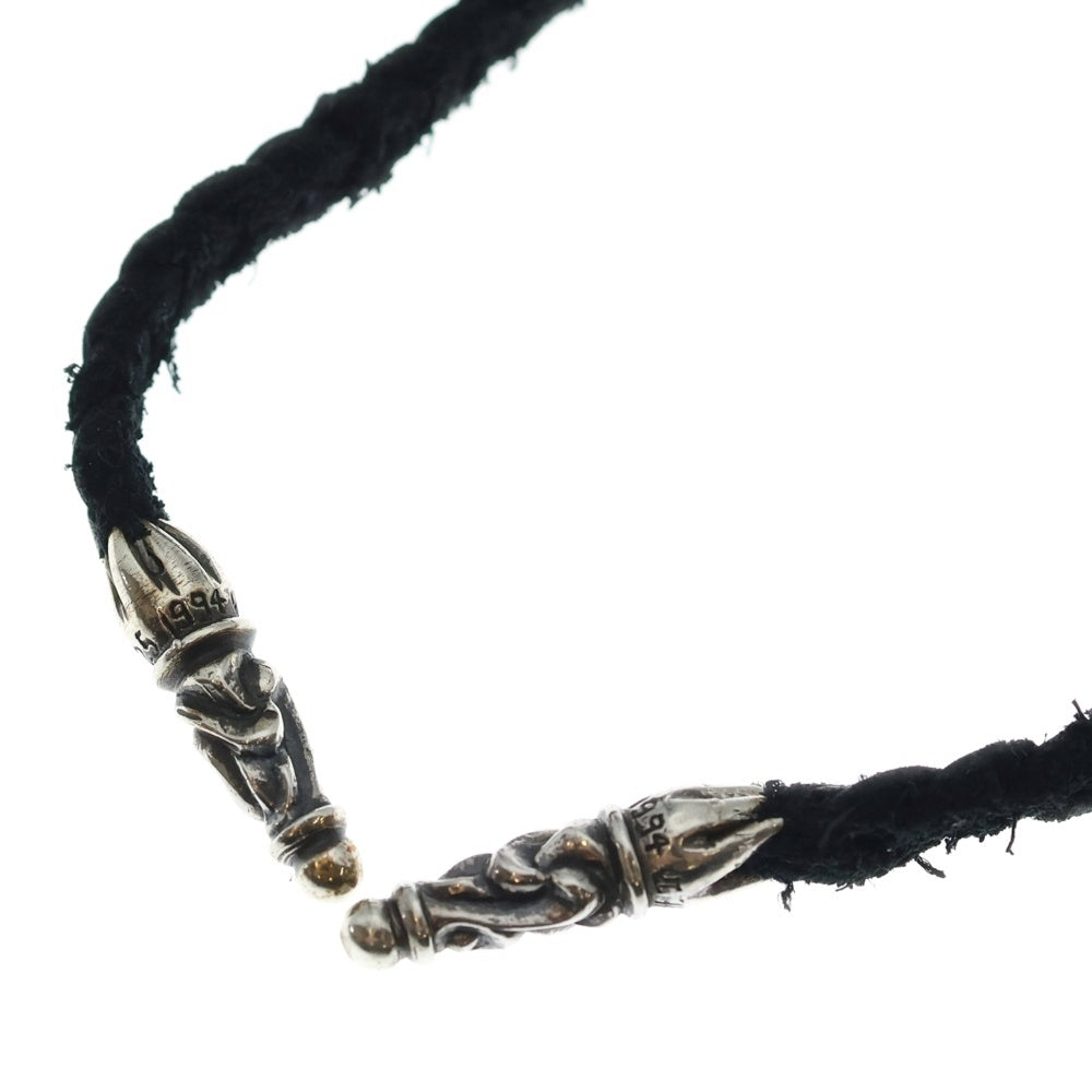 CHROME HEARTS(クロムハーツ) LEATHER BRAID SCROLL ネックレス レザーブレイドネックレス ブラック/シルバー BCA377