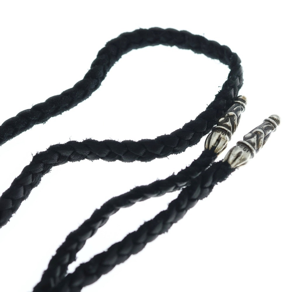 CHROME HEARTS(クロムハーツ) LEATHER BRAID SCROLL ネックレス レザーブレイドネックレス ブラック/シルバー BCA377