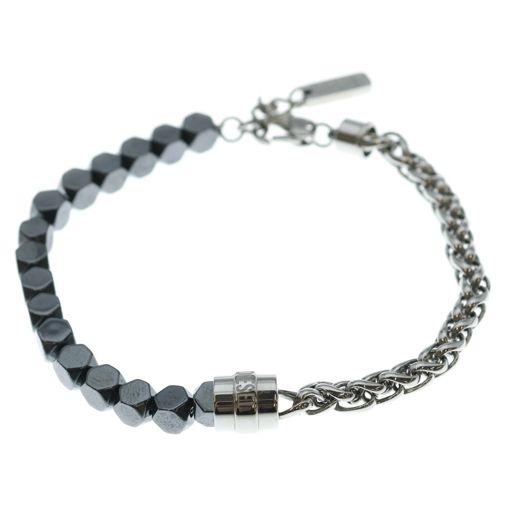 DIESEL(ディーゼル) Stainless Steel And Hematite Beaded Bracelet ステンレス ツートーン ビーズブレスレット シルバー/ブラック DX1647931