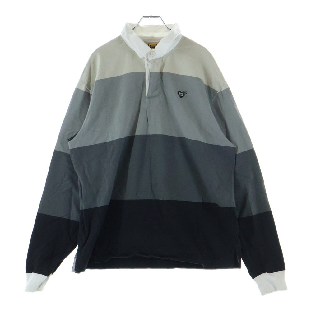 HUMAN MADE(ヒューマンメイド) Multi Stripe Rugby Shirt マルチ ストライプ 長袖ラグビーシャツ グレー/ブラック