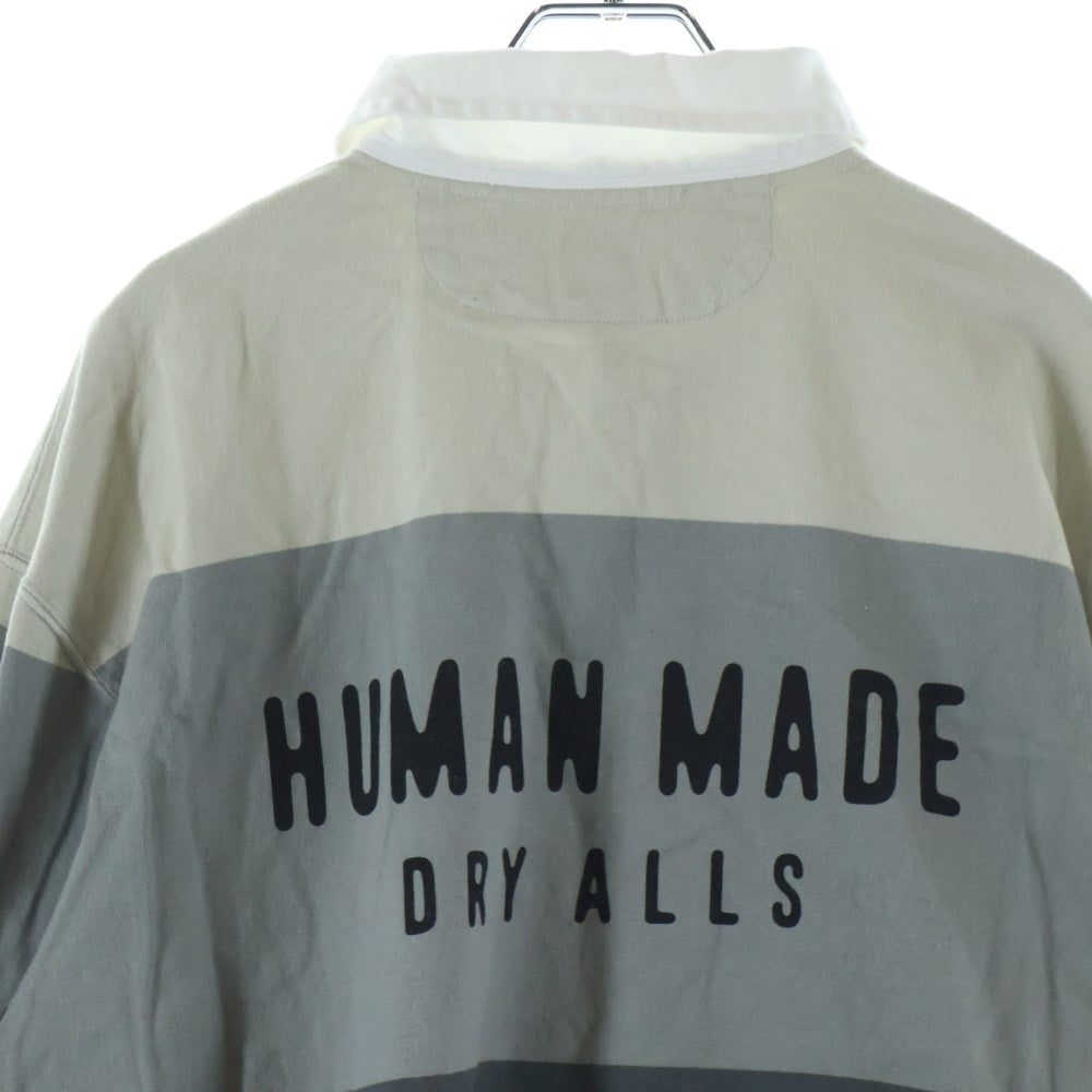 HUMAN MADE(ヒューマンメイド) Multi Stripe Rugby Shirt マルチ ストライプ 長袖ラグビーシャツ グレー/ブラック