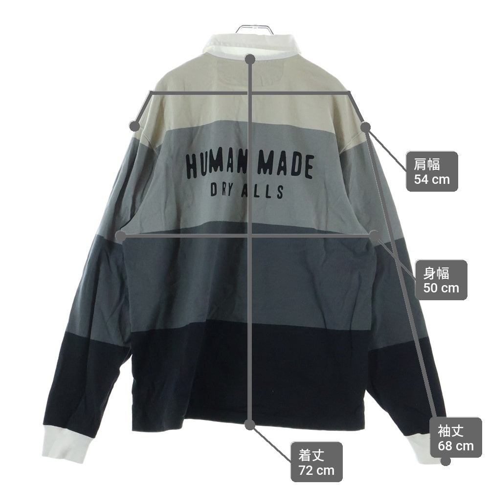 HUMAN MADE(ヒューマンメイド) Multi Stripe Rugby Shirt マルチ ストライプ 長袖ラグビーシャツ グレー/ブラック