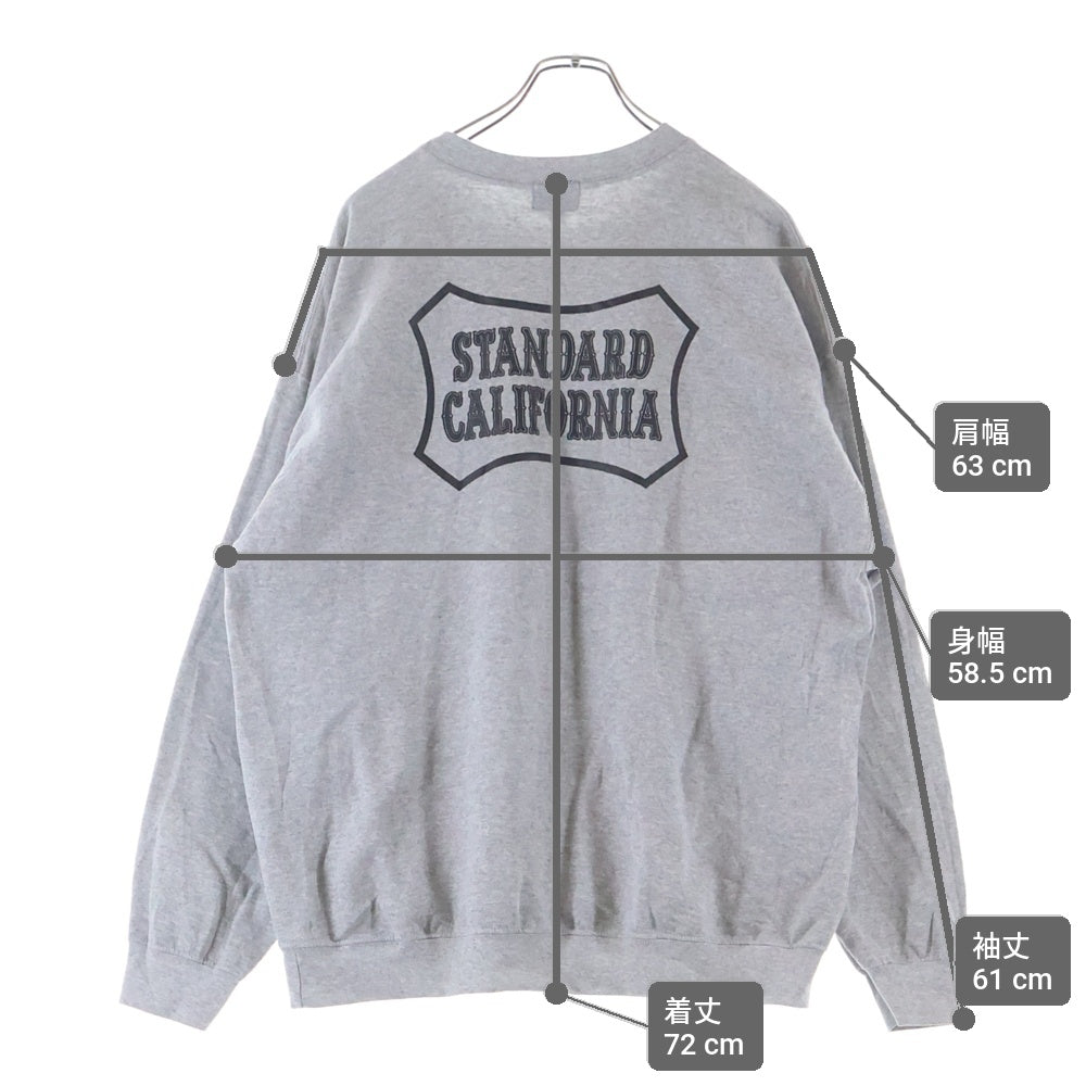 VANS(ヴァンズ) 23SS × STANDARD CALIFORNIA LOGO CREW SWEAT スタンダードカリフォルニア ロゴプリント クルーネック 裏起毛 スウェットトレーナー グレー 122C1040728