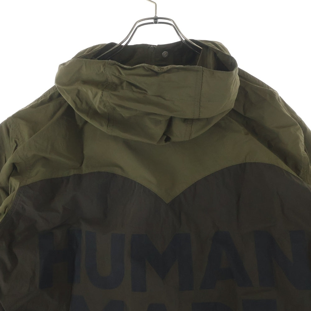 HUMAN MADE(ヒューマンメイド) Anorak Parka Jacket ロゴプリント ナイロン アノラック パーカー ジャケット フーディー カーキ