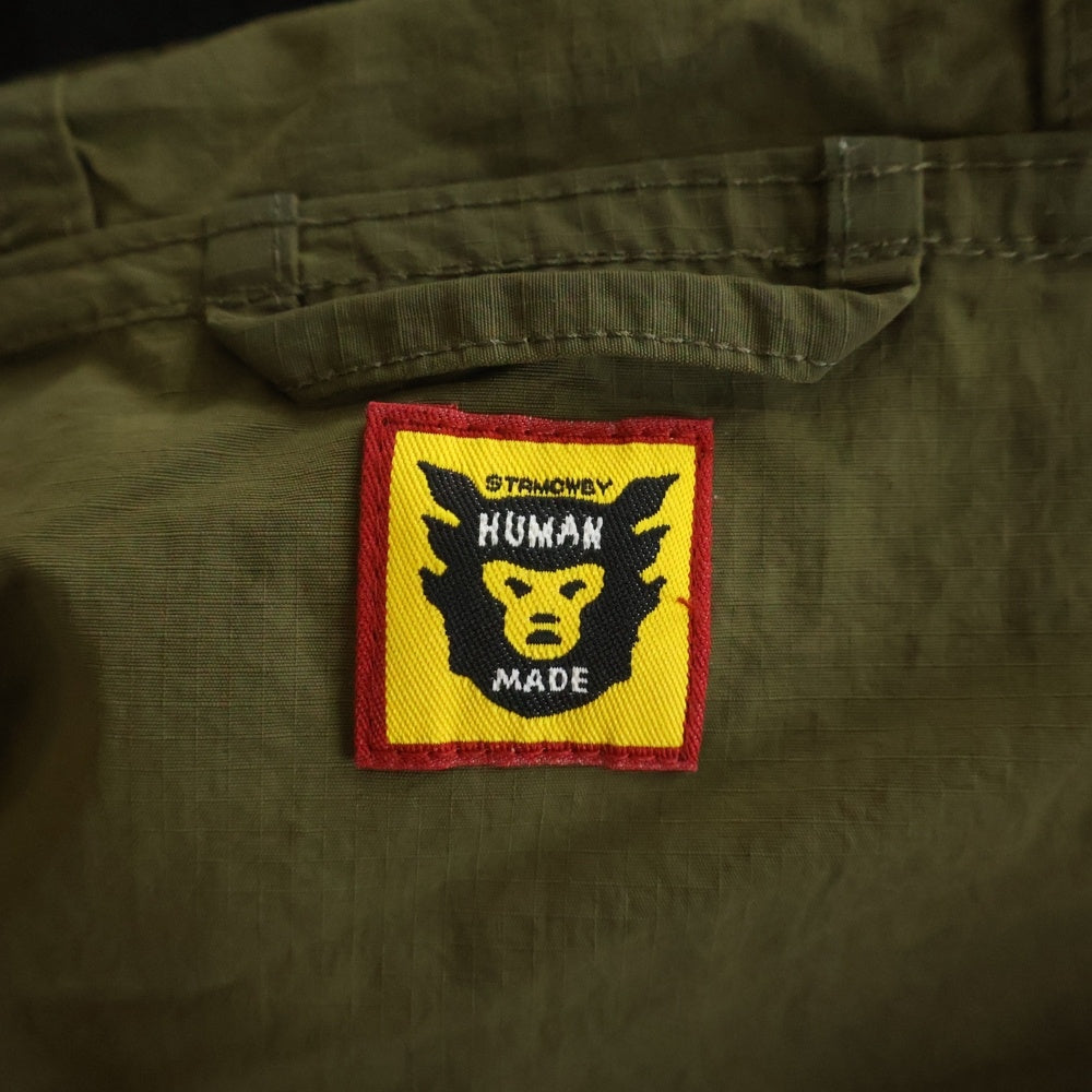 HUMAN MADE(ヒューマンメイド) Anorak Parka Jacket ロゴプリント ナイロン アノラック パーカー ジャケット フーディー カーキ