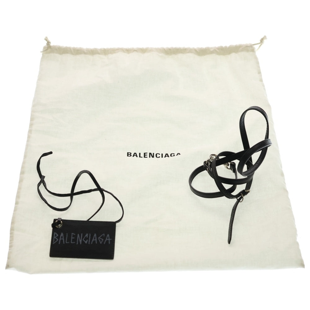 BALENCIAGA(バレンシアガ) グラフィティ ペーパーミニ 2WAY レザー ショルダーバッグ ハンドバッグ ブラック 370926