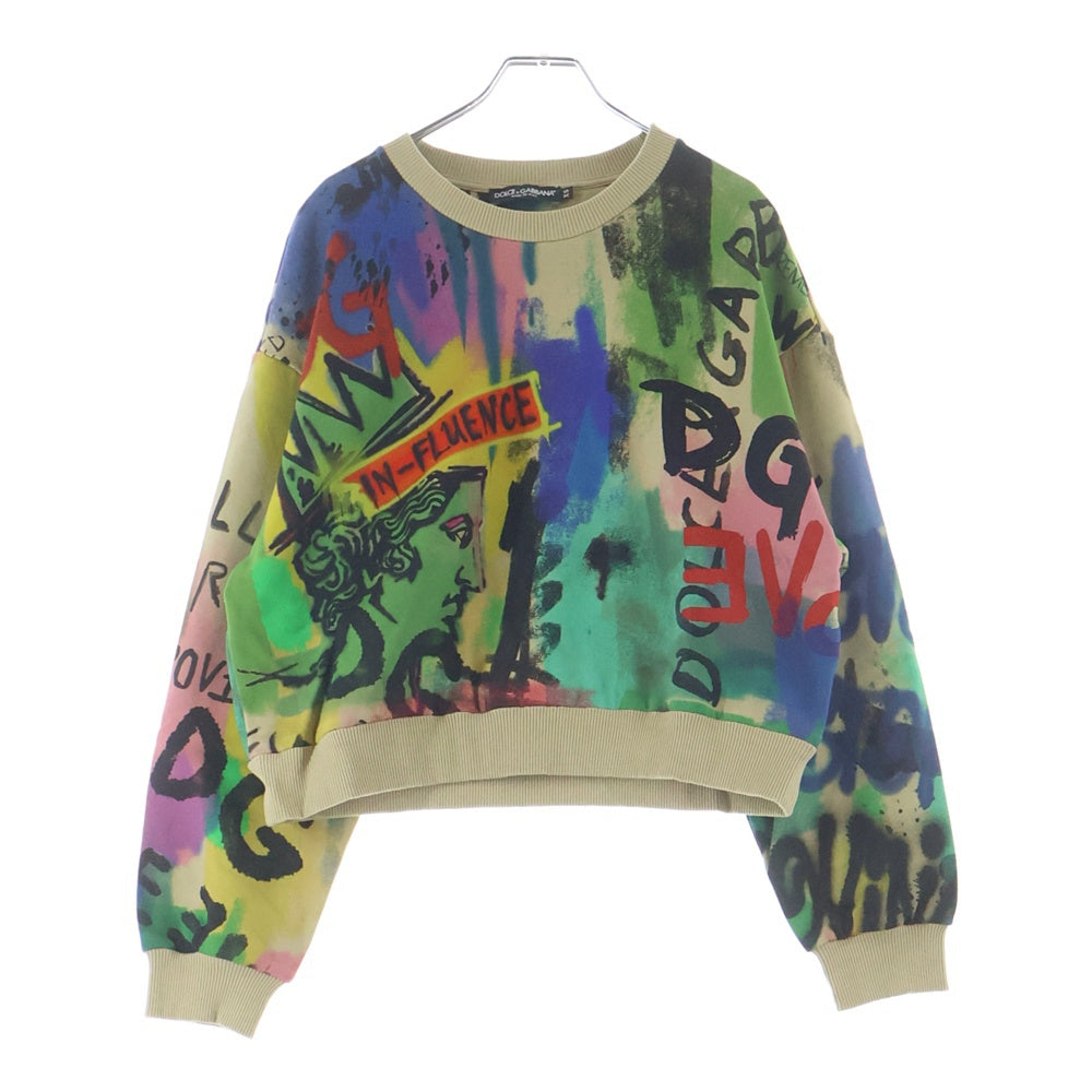 DOLCE & GABBANA(ドルチェアンドガッバーナ) クロップドグラフィティプリント クルーネック スウェットシャツ マルチ