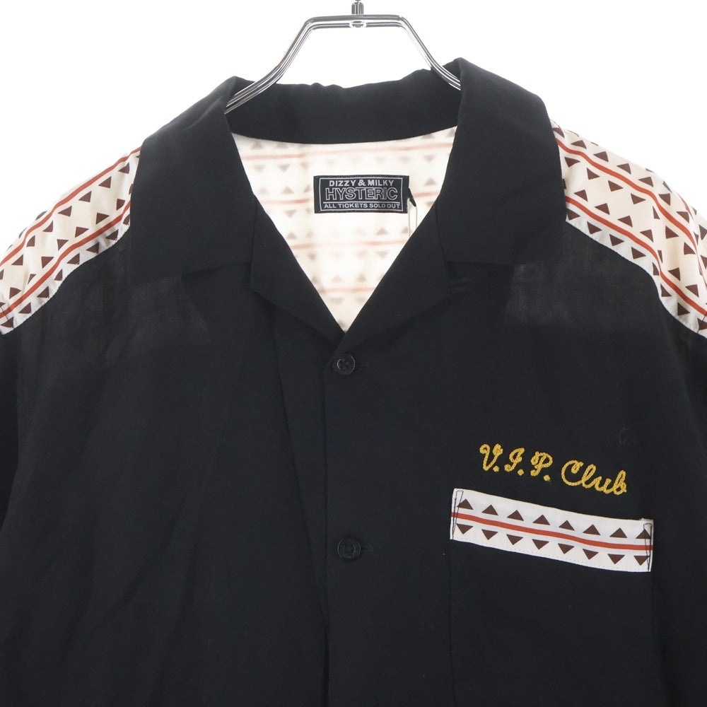 HYSTERIC GLAMOUR(ヒステリックグラマー) MONDO HYSTERIC ボウリング レーヨン 半袖シャツ ブラック 02251AH06496