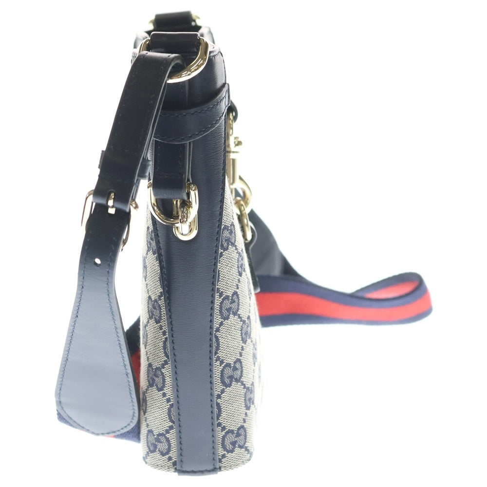 GUCCI(グッチ) 24SS GG Canvas Small Bucket Crossbody Bag GGキャンバス ミニバケット レザー ショルダーバッグ ベージュ/ネイビー 782919 レディース