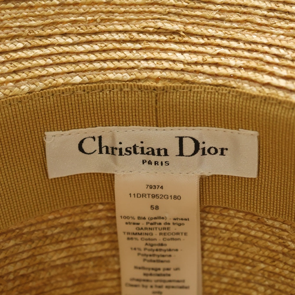 Christian Dior(クリスチャンディオール) DIORESORT ディオリゾート ストローハット 麦わら帽子 ベージュ/ピンク 11DRT952G180 レディース