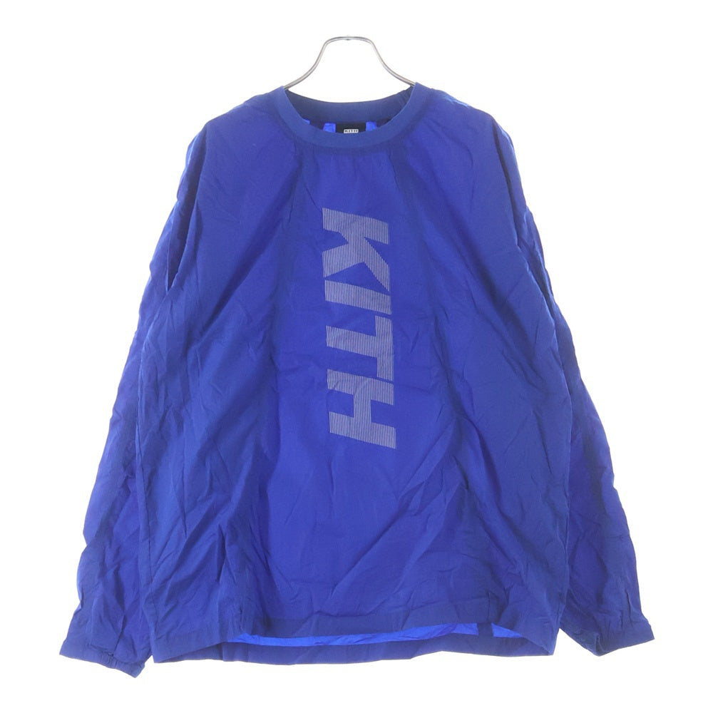 KITH(キス) 20SSPanelled Wrinkle Nylon L/S Pullover パネルロゴ クルーネック ナイロントレーナー ブルー KH3692