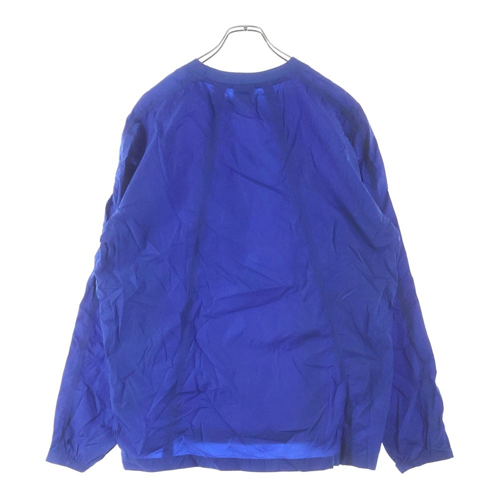 KITH(キス) 20SSPanelled Wrinkle Nylon L/S Pullover パネルロゴ クルーネック ナイロントレーナー ブルー KH3692