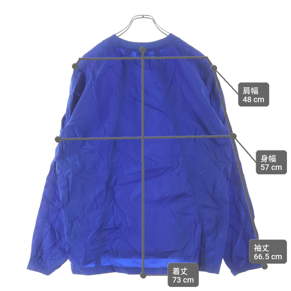 KITH(キス) 20SSPanelled Wrinkle Nylon L/S Pullover パネルロゴ クルーネック ナイロントレーナー ブルー KH3692