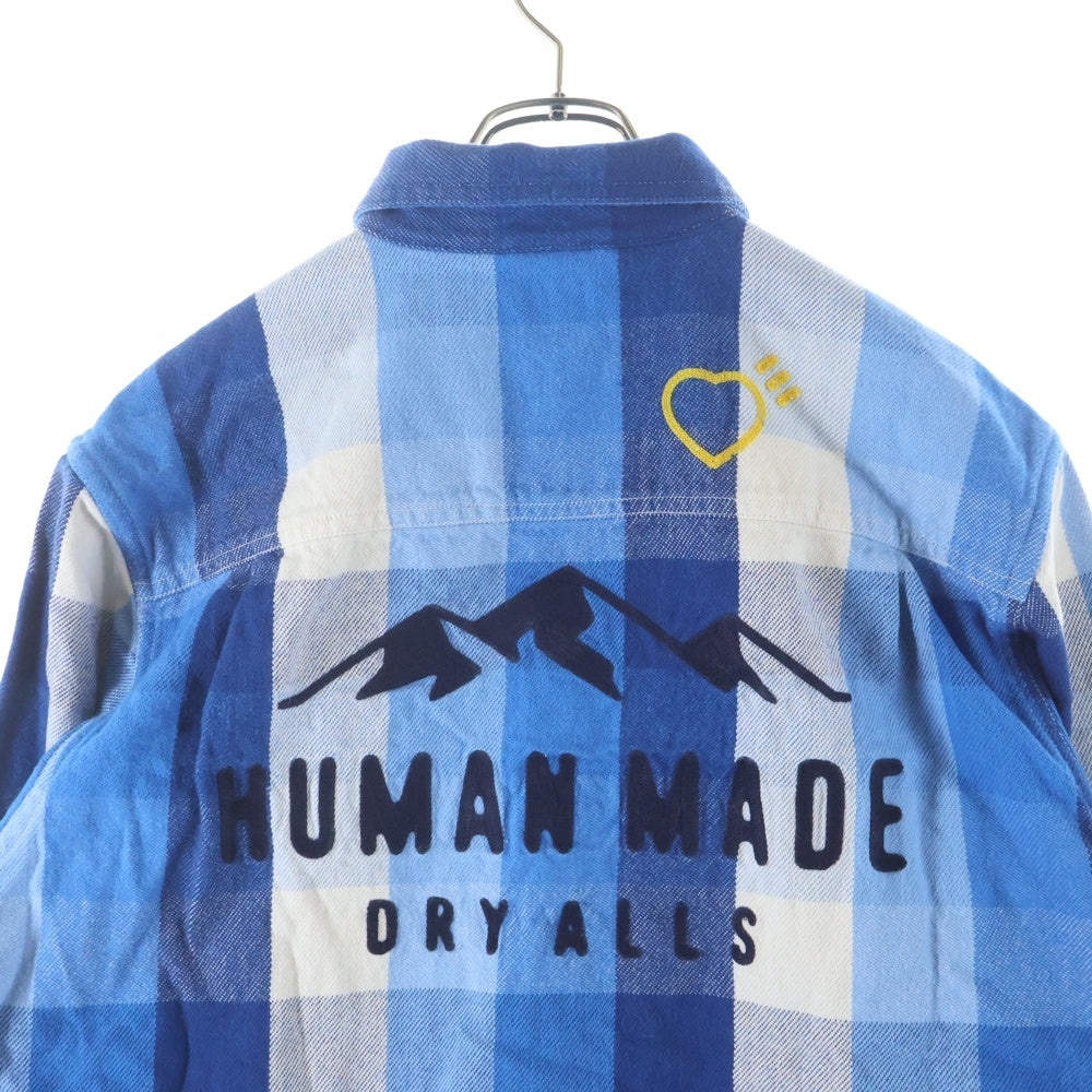 HUMAN MADE(ヒューマンメイド) Hmmd Check L/S Shirt ロゴエンブロイダリー フランネル 長袖シャツ ブルー