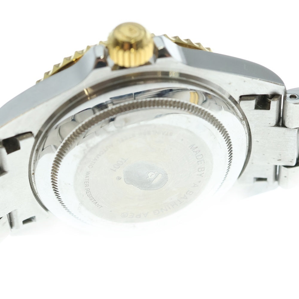 A BATHING APE(アベイシングエイプ) TYPE 1 BAPEX タイプ1 ベイペックス サルマリーナ 自動巻き 腕時計 青文字盤 シルバー/ゴールド T001