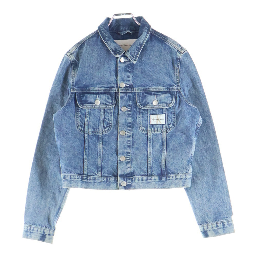 Calvin Klein Jeans(カルバンクラインジーンズ) ロゴパッチ クロップドデニムジャケット インディゴ ZW02377 レディース