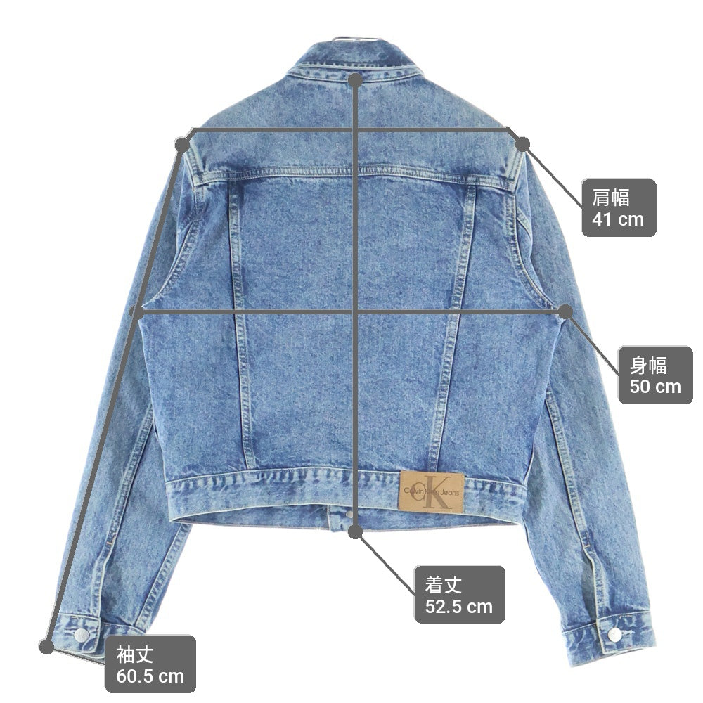 Calvin Klein Jeans(カルバンクラインジーンズ) ロゴパッチ クロップドデニムジャケット インディゴ ZW02377 レディース